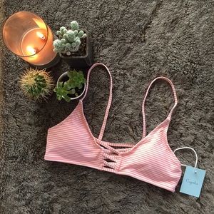 NWT Orange and White Striped Swimsuit Top